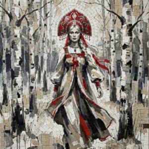 Мозаика «Девушка в березовом лесу»