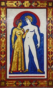 Советская мозаика: Космическое изображение в стиле арнамента (60×100 см)