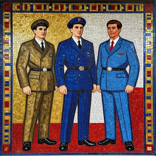 Soviet Mosaic Art - Men at the Factory