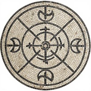 Мозаичная столешница со славянскими оберегами