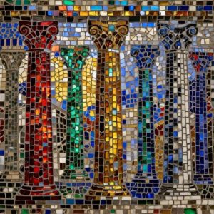Colorful Roman Forum Columns Mosaic Art