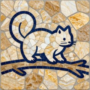 Мозаика «Белка на сосновой ветке» в стиле Opus Incertum