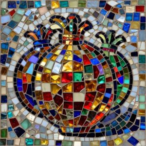 Pomegranate Still Life Mosaic Art – Opus Incertum Style