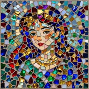Seven-Colored Flower Girl Mosaic Art