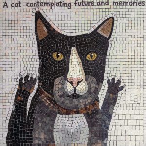 Contemplating Cat Mosaic Art – 60×60 cm