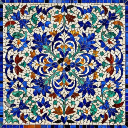 Florentine Mosaic: Blue Floral Ornament