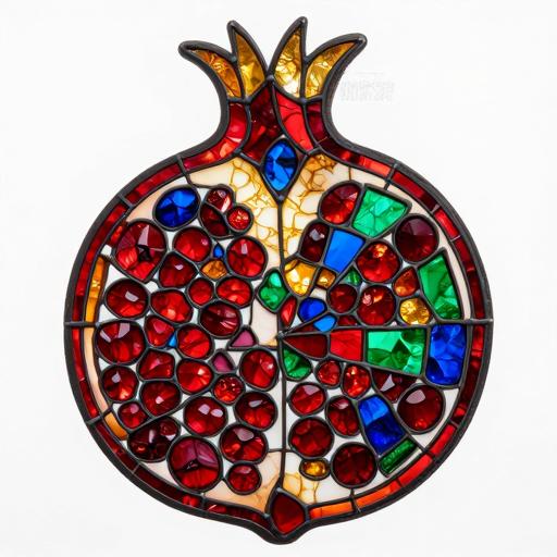 Pomegranate Stained Glass Mosaic Art - Custom Handmade