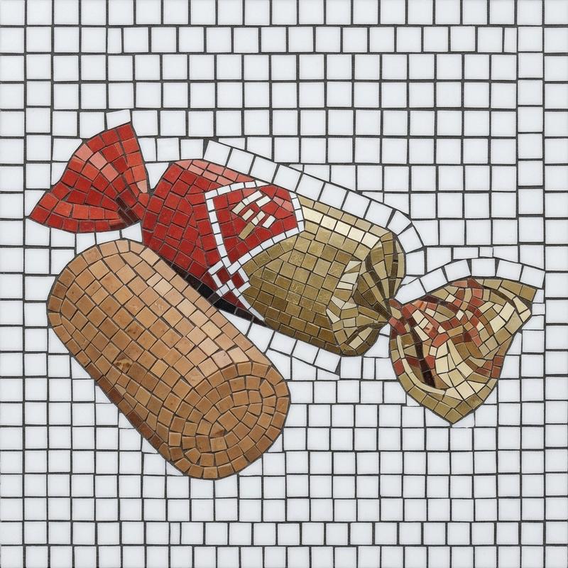 Две забавные кошки в мозаике