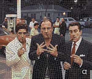 Mafia Style Mosaic Art – Cinematic Men with Cigars