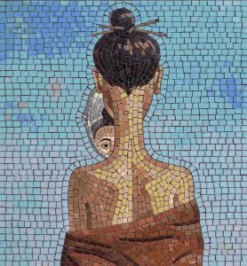 Mysterious Woman Mosaic Art – Handcrafted Wall Decor