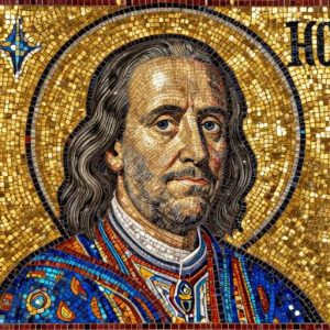 Мозаичный портрет Бенджамина Франклина в византийском стиле