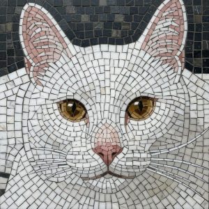 Мозаичный портрет белого кота – 100×100 см