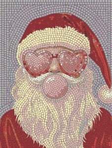 Мозаика Санта-Клаус в сердцеобразных очках