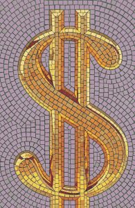 Golden Dollar Sign Mosaic Art