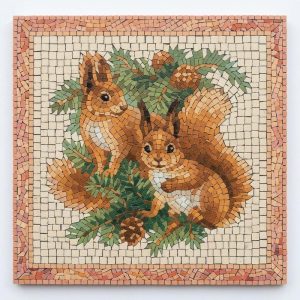 Мозаика «Две рыжие белки в сосновом лесу»