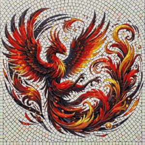 Phoenix Fire Mosaic Art – 72×72 cm