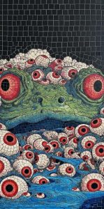 Сюрреалистичный мозаичный лягуш и глаза