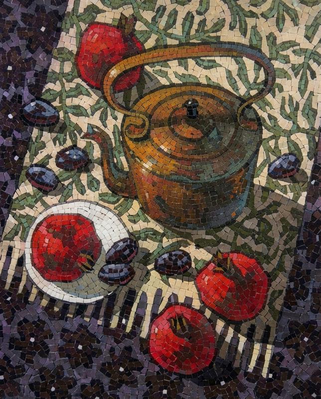 Классический мозаичный сюжет: чайник и кружка