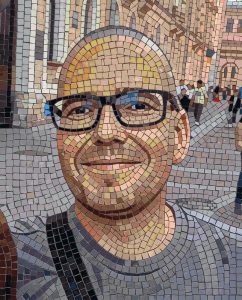 Modern Mosaic Portrait of a Man with Glasses