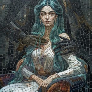 Мозаика «Таинственная женщина с бирюзовыми волосами»