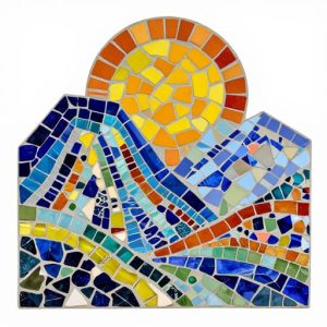 Мозаика «Горный пейзаж с солнцем» в стиле Тренкадис