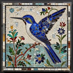 Мозаика «Колибри на закате» в флорентийском стиле