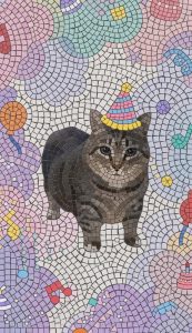 Мозаика «Кот в праздничном колпаке»