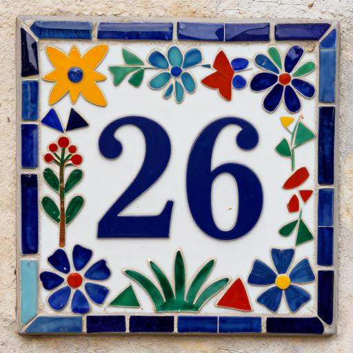 Custom Trencadís Mosaic House Number 26