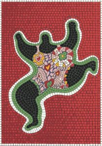 Abstract Hearts Mosaic Art – Vibrant Red Background