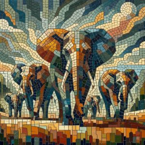Elephant Herd Mosaic Art – MELTI Decorative Panel