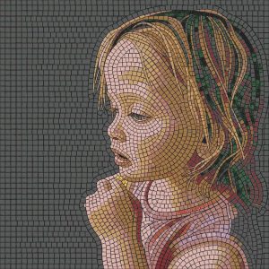Pensive Girl Mosaic Portrait – MELTI Art