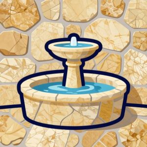 Мозаика: Стильный маленький фонтанчик среди плит