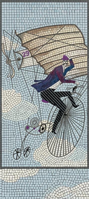 Мужчина на трёхколесном велосипеде с разбитым зонтом