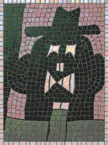 Abstract Figure in Hat Mosaic Art