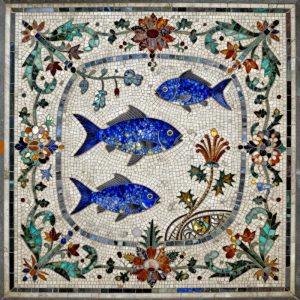 Флорентийская мозаика: Подводный мир с рыбами
