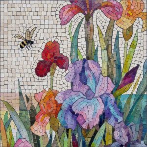 Мозаика «Цветущие ирисы и пчела»