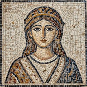 Byzantine Princess Mosaic Art – Opus Tessellatum Style