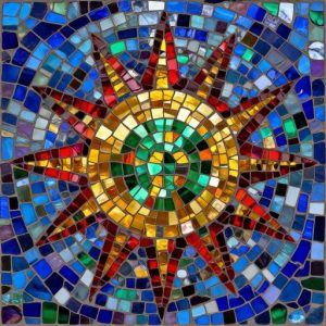 Vibrant Sun Mosaic Art – Custom Opus Incertum Design