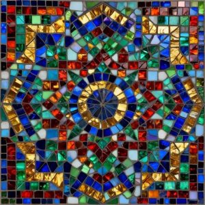 Vibrant Geometric Opus Incertum Mosaic Art