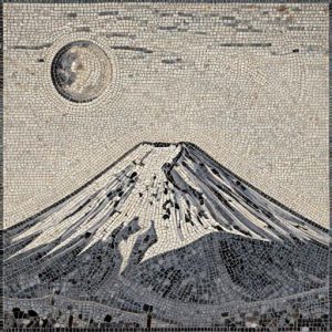 Mount Fuji and Moon Mosaic Art – Opus Tessellatum