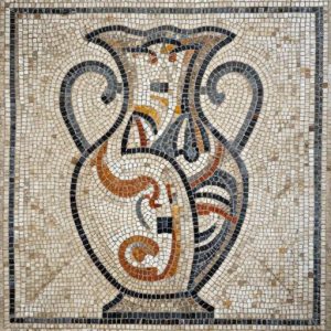 Abstract Vase Mosaic Art – Opus Tessellatum Style