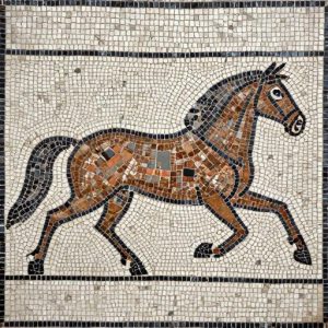 Galloping Horse Mosaic Art – Opus Tessellatum Style