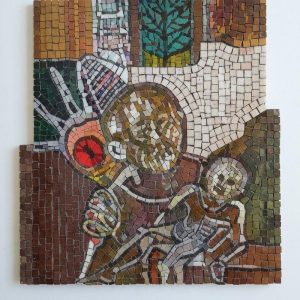 Абстрактный мозаичный портрет двух фигур