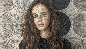 Мозаичный портрет девушки в классическом стиле