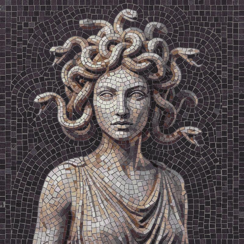 Medusa Classical Mosaic Art - 65x65 cm