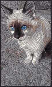Elegant Siamese Cat Mosaic Art – 60×100 cm