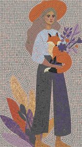 Мозаика «Девушка с лисой» — Ручная работа MELTI