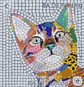 Colorful Mosaic Cat Portrait – Vibrant Wall Art
