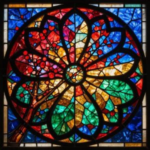 Blooming Sakura Stained Glass Mosaic