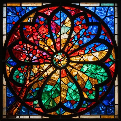 Blooming Sakura Stained Glass Mosaic
